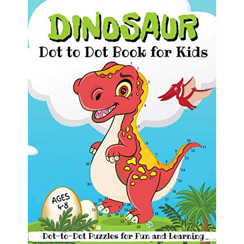 dinosaur dot to dot book for kids ages 4-8