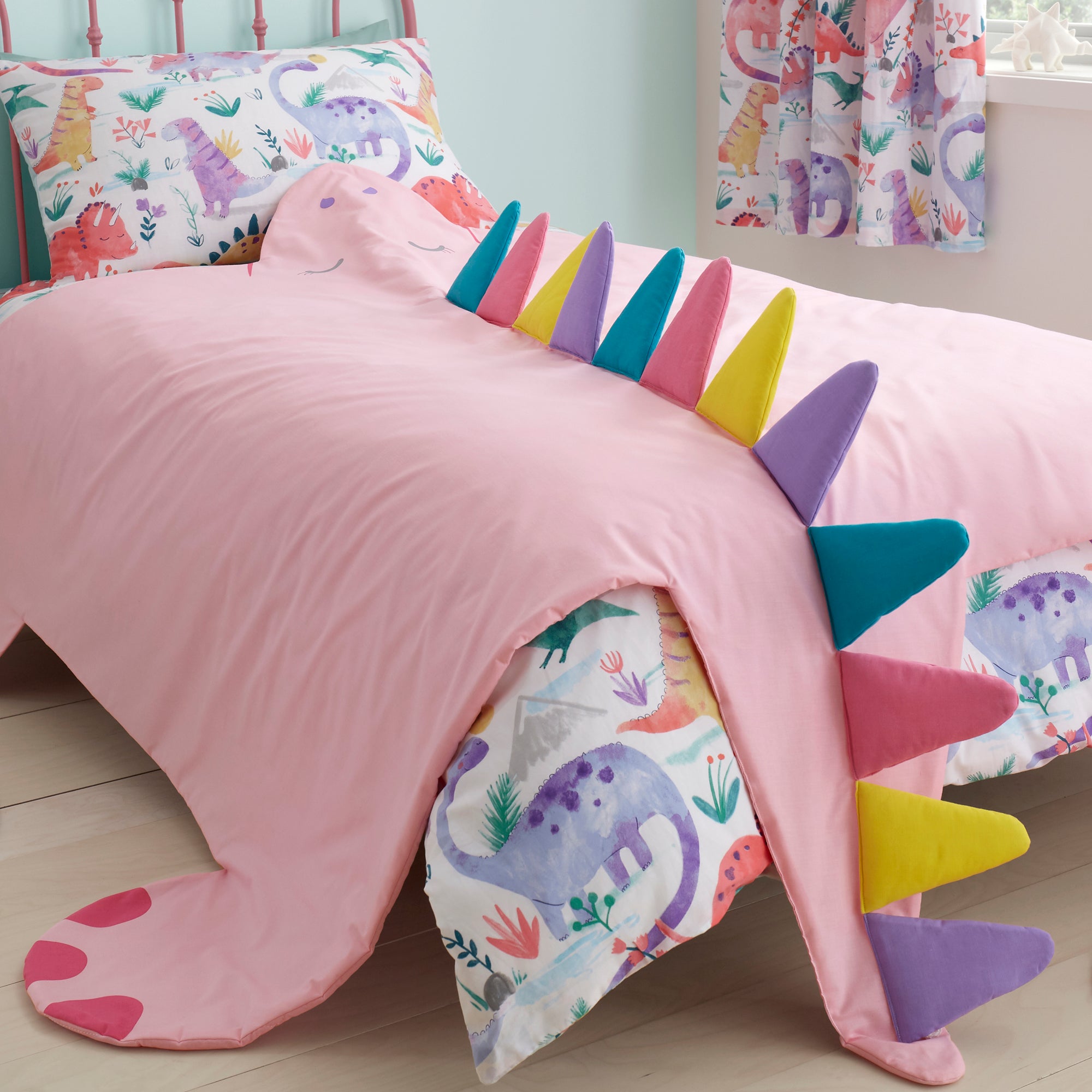 girls pink dinosaur 3d bedspread