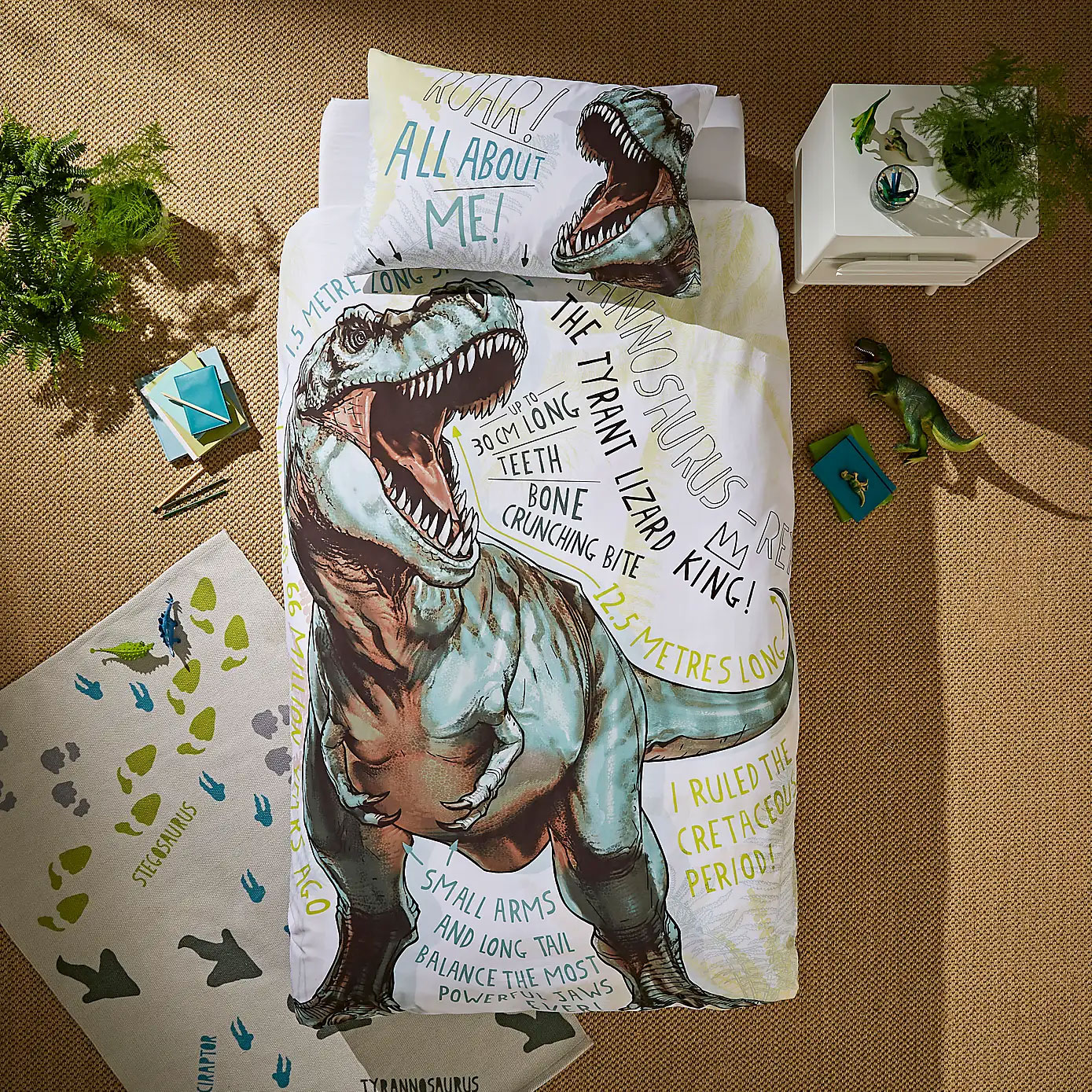 All About T-Rex Cotton Duvet Cover and Pillowcase Set