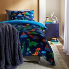 Dinosaur Fleece Duvet Cover and Pillowcase Set Blue Main Thumbnail