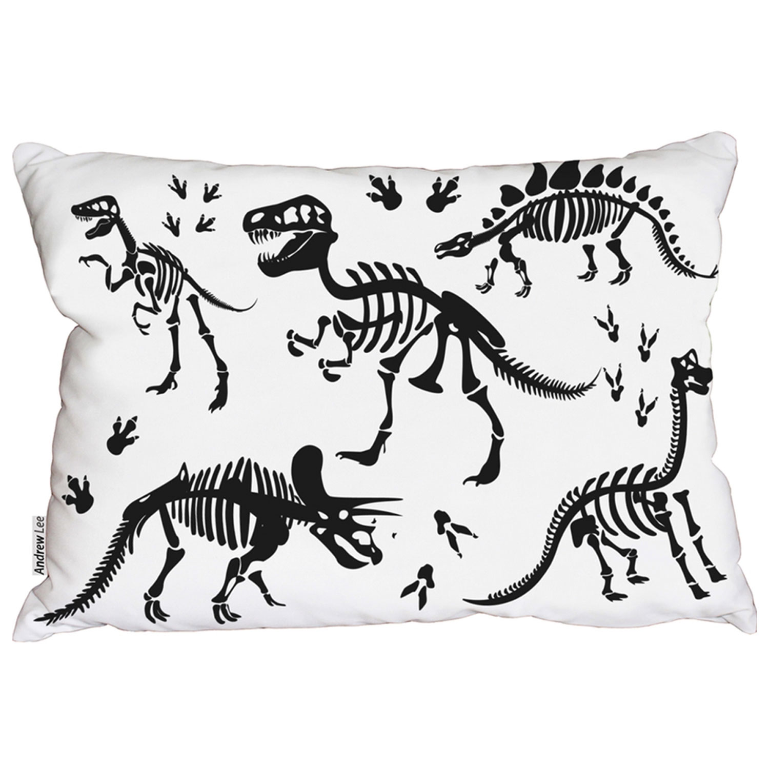stylish dinosaur silhouettes cushion - white