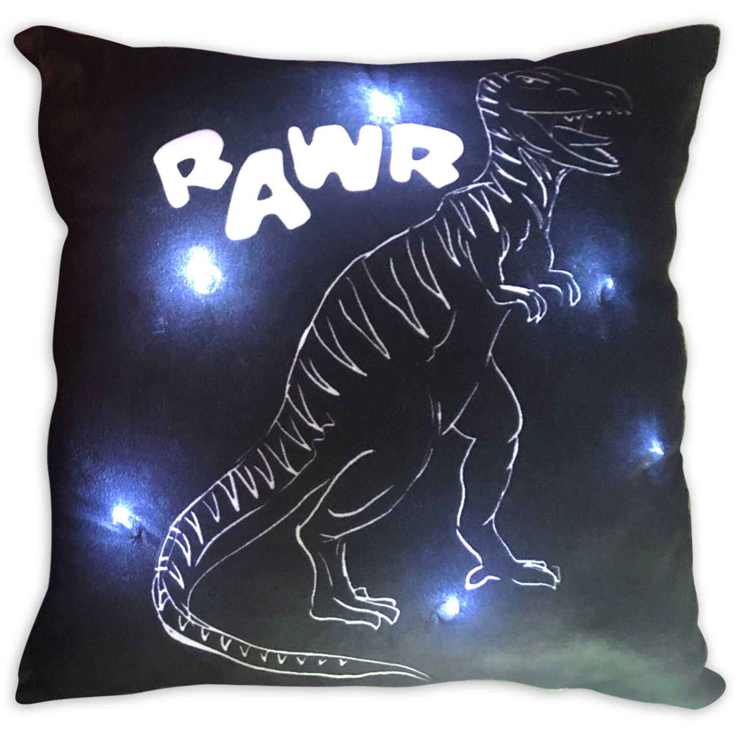 dinosaur light up cushion - black