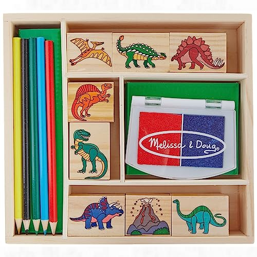 Melissa and Doug Dinosaur Stamp Set with Colouring Pencils