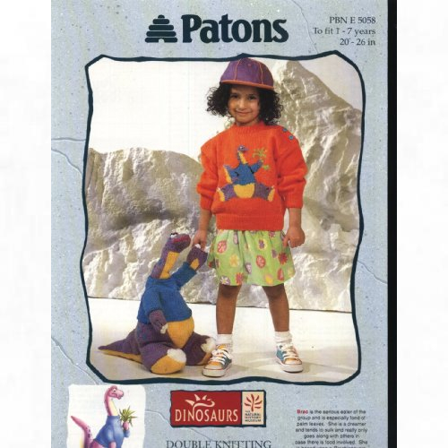  Patons Dinosaur Knitting Pattern Brachiosaurus Sweater And Toy - 5058 