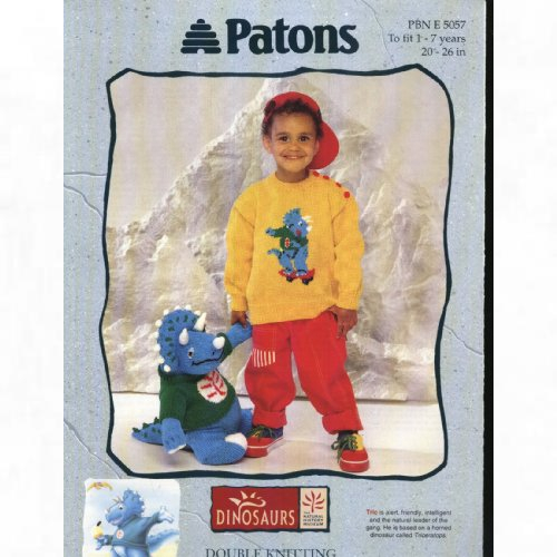 View the best prices for: Patons Dinosaur Knitting Pattern Triceratops Sweater And Toy - 5057