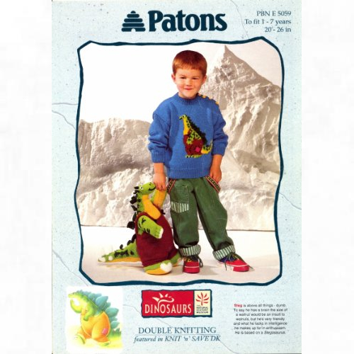  Patons Dinosaur Knitting Pattern Stegosaurus Sweater and Toy - 5059 