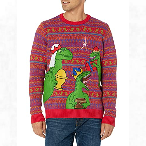 Blizzard Bay Mens Ugly Christmas Dinosaur Sweater