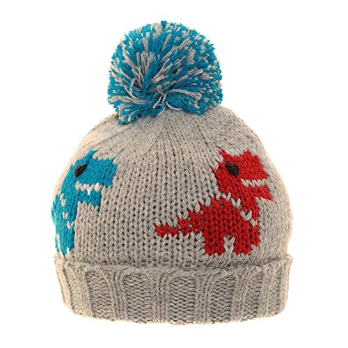 Childrens Knitted Dinsoaur Bobble Hat - Ages 2-10