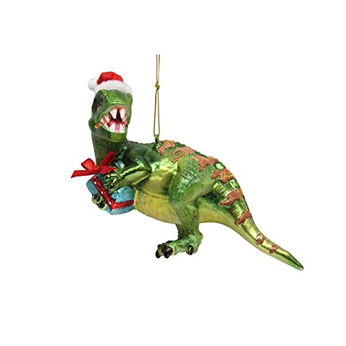  Blown Glass Dinosaur with Christmas Gift Ornament