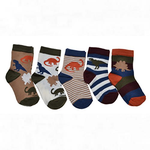 5 pairs of Dinosaur designs boys socks