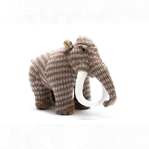  Knitted Brown Woolly Mammoth Dinosaur Soft Toy. Suitable from Birth