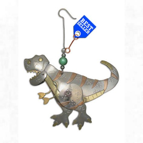  Metal T-Rex Dinosaur Tree Ornament - Bulldog Depot 