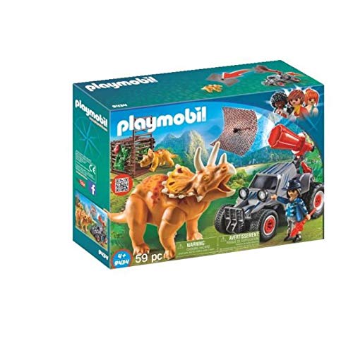 PLAYMOBIL Dinos 9434 Enemy Quad with Triceratops, For Children Ages 4+