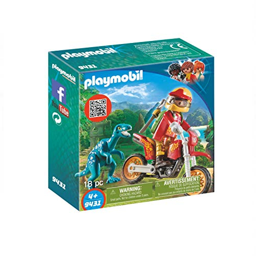Playmobil 9431 Motorbike with Raptor Toy Set, Multi