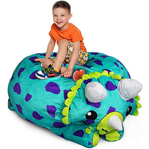  stuffums triceratops bean bag chair with storage