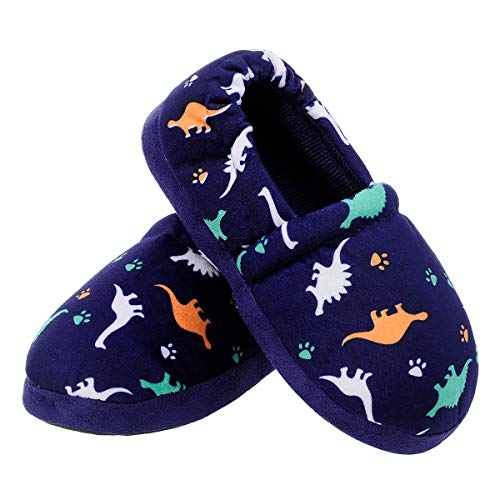  Boys Memory Foam Dinosaur Slippers - Size UK 10-11