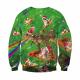 Pizza Surfng Christmas Dinosaurs and Cats Sweatshirt Thumbnail Image 1