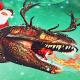 Santa Riding a Pizza Surfing Reindeer Raptor in Space - Adult - Unisex Thumbnail Image 5
