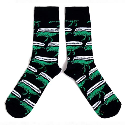 Mens Roaring Dinosaur Christmas Socks UK Size 6-11