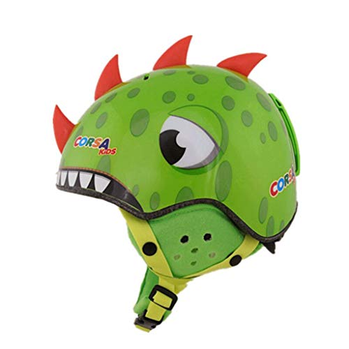 Dinosaur Style Kids Skiing Helmet with Chin Strap and Ear Guards - 50-54cm