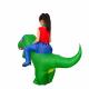 kids inflatable dinosaur t-rex costume toddler halloween blow up fancy dress up, green, 6-12 years Thumbnail Image 3