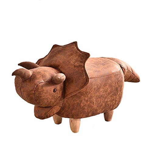 brown leather triceratops ottoman footstool