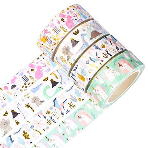 yubbaex washi tape set decorative tape craft supplies for diy, bullet journal, craft, gift wrapping, scrapbooking (fairy animals)