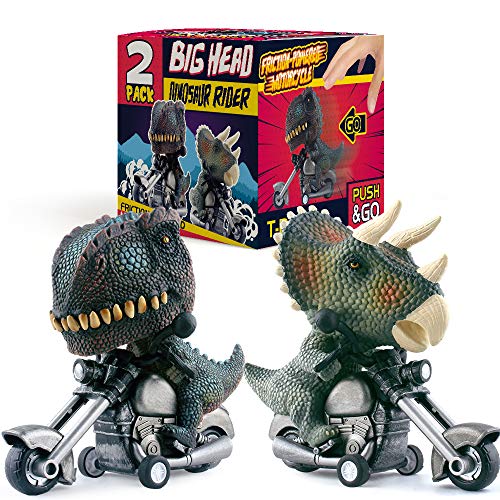 2 x Motorbike Riding Dinosaurs, T-Rex & Triceratops
