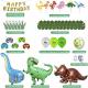belec dinosaur party decorations party supplies for kids - happy birthday banner & dinosaur balloon arch includes dinosaur balloons, palm leaves, masks, dinosaur cake toppers & dino foot prints Thumbnail Image 1