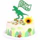 glittering green t-rex happy birthday cake topper  Thumbnail Image 3