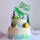 glittering green t-rex happy birthday cake topper  Thumbnail Image 5