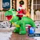 inflatable santa riding on dinosaur with build-in leds -  6ft long Thumbnail Image 1