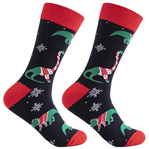 Mens Dinosaurs in Christmas Jumpers Novelty Socks
