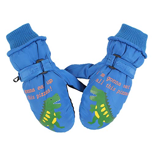  Fleece Lined Dino Eats Pizza Mittens - 5 Different Colours - 2 Sizes