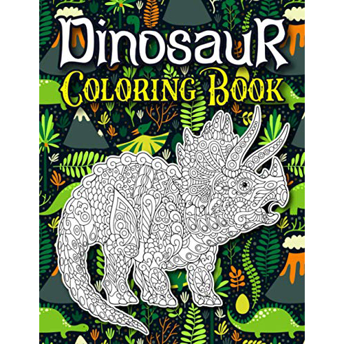 Stylised Dinosaur Coloring Book for Adults