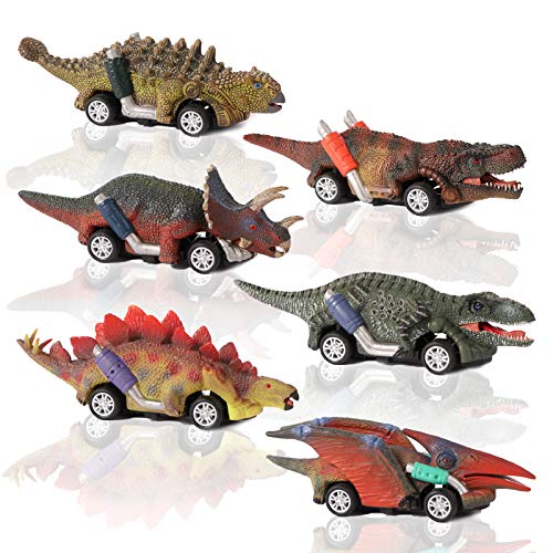 6 x Pull Back Dinosaur Toy Cars