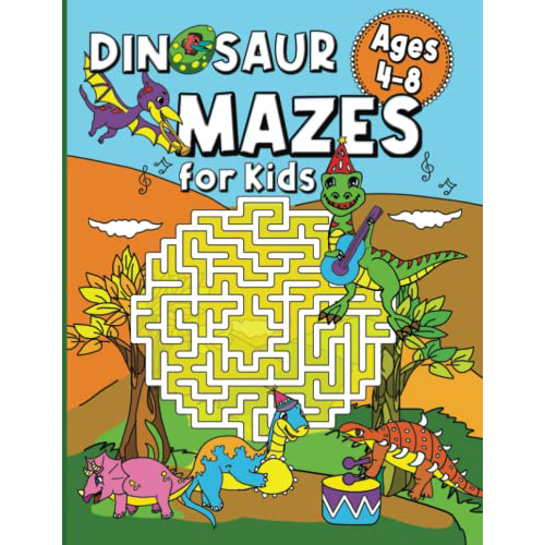 Dinosaur Maze and dot to dot activity book for kids Aged 4-8