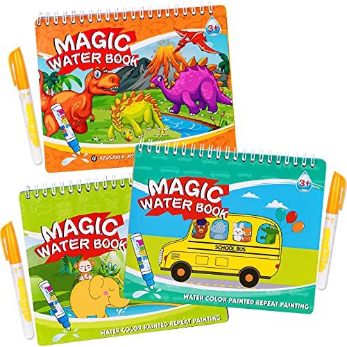 3 Reusable Magic Water Coloring Books