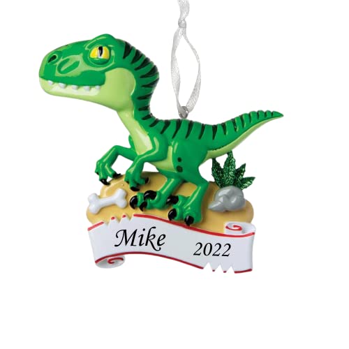  Personalized Christmas Tree Ornament - Green Raptor