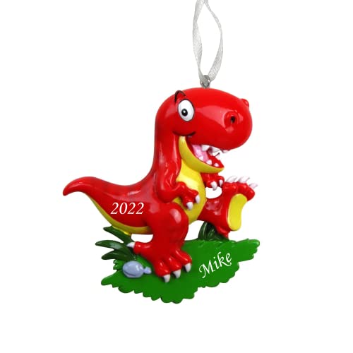 Personalized Red T-Rex Christmas Tree Ornament