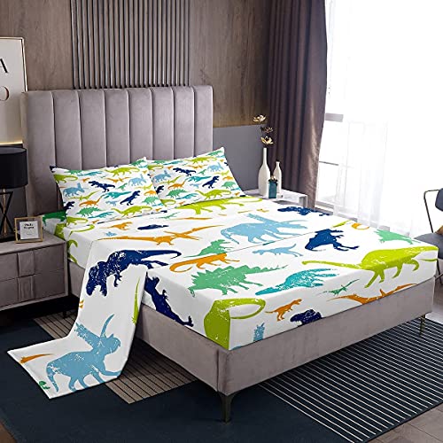 microfibre dinosaur silhouette bed sheets with 1 pillowcase 