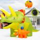 7.5ft Green Triceratops Dinosaur with Baby Dino Inflatable Thumbnail Image 5