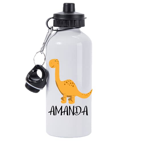 Personalised Orange Dinosaur Water Bottle