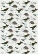 christmas dinosaurs wrapping paper - 2 sheets of gift wrap and tags - size 70x50cm - by jonathan glick designs - dinosaurs in santa hats Thumbnail Image 1