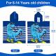 kids hooded beach bath towel, kids poncho towel swimming towel microfibre ultra soft and extra large bathrobe for girls boys children 6-14 years old - blue dinosaur pattern Thumbnail Image 1