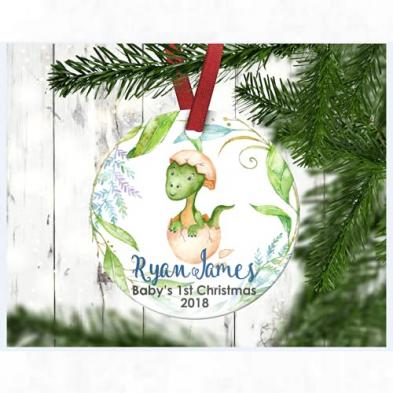 Personalised Baby's First Christmas Dinosaur Tree Ornament