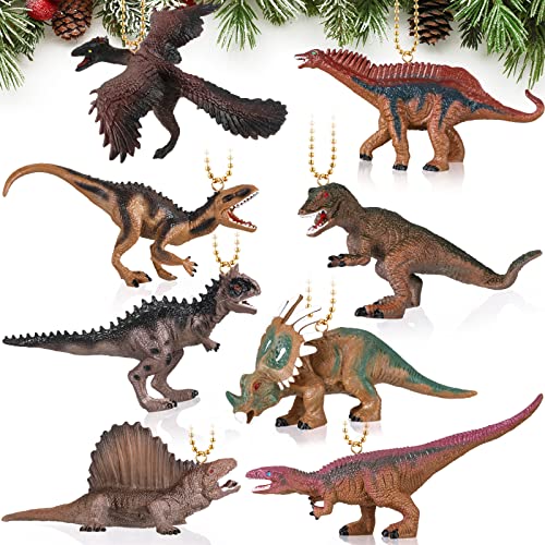  Assorted Dinosaur Christmas Ornament Set - 8 Pieces