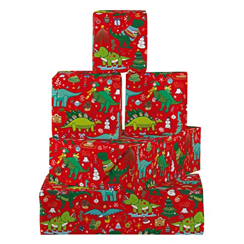 View the best prices for: 5 Sheets Of Kids Dinosaur Xmas Wrapping Paper