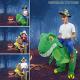 inflatable dinosaur costumes for adult with cowboy hat, women men fancy dress costume blow up dinosaur costume suit 160-180cm, walking dinosaur funny for party cosply Thumbnail Image 1