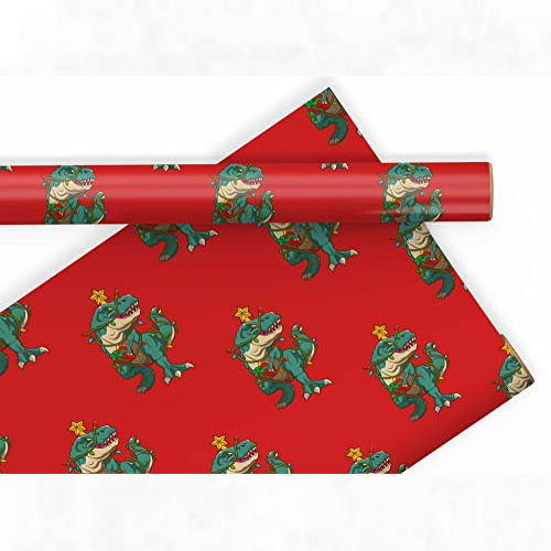  Fierce T-Rex Christmas Wrapping Paper - 6 foot x 30 inch